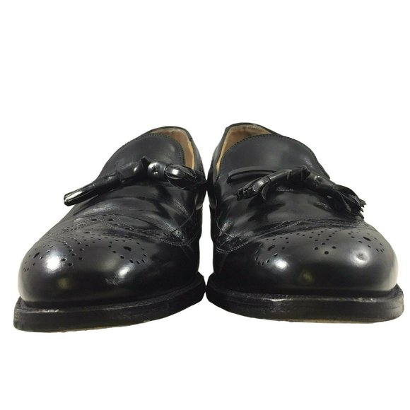 JOHNSTON & MURPHY Black Tassel Loafer Wing Tip Mens 11.5 A/AAA Dress Shoes USA - Picture 6 of 12